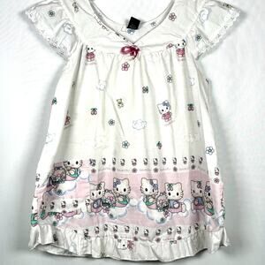 Vintage JM Creation Hello Kitty White Cotton Fit & Flare Dress Girls Size M